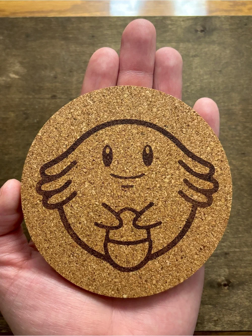 Pokemon Chansey Face Laser Engraved Cork Coaster